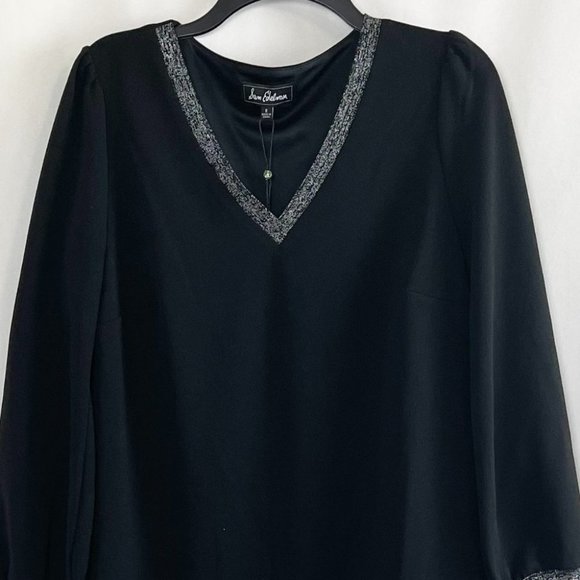 SAM EDELMAN Metallic Trim Long Sleeve Shift Dress Size 8 - Picture 5 of 5